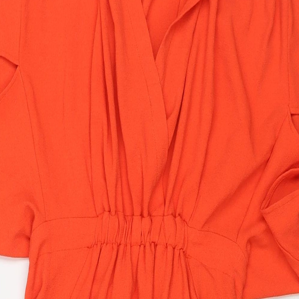 ASOS Womens Orange Polyester A-Line Size 8 V-Neck Pullover