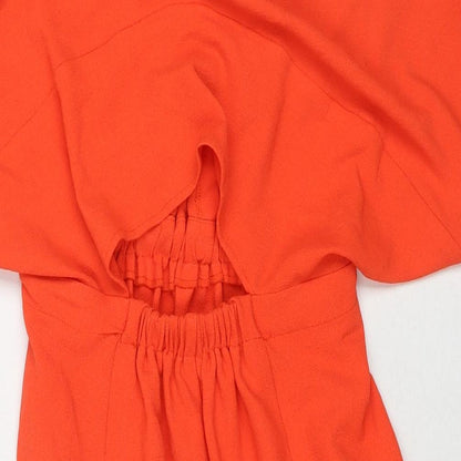 ASOS Womens Orange Polyester A-Line Size 8 V-Neck Pullover