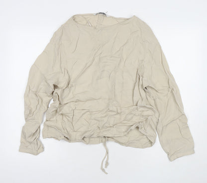 Womens UK Size M Zara Beige Basic Blouse