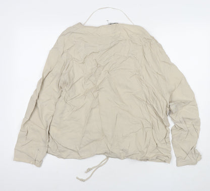 Womens UK Size M Zara Beige Basic Blouse