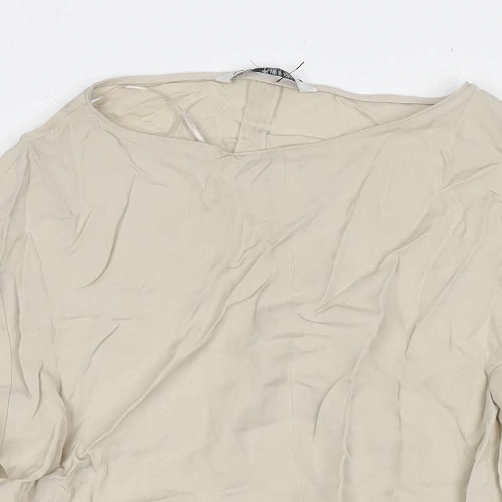 Womens UK Size M Zara Beige Basic Blouse