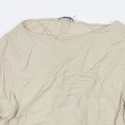 Womens UK Size M Zara Beige Basic Blouse