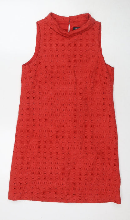 Zara Womens Red Cotton A-Line Size M Collared Zip