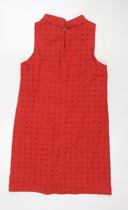 Zara Womens Red Cotton A-Line Size M Collared Zip