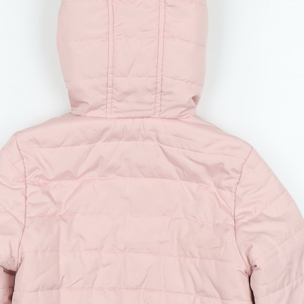 Marks and Spencer Girls Pink Puffer Jacket Jacket Size 6-7 Years Zip