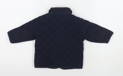 mamas & papas Boys Blue Quilted Jacket Size 6-9 Months Snap