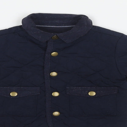 mamas & papas Boys Blue Quilted Jacket Size 6-9 Months Snap