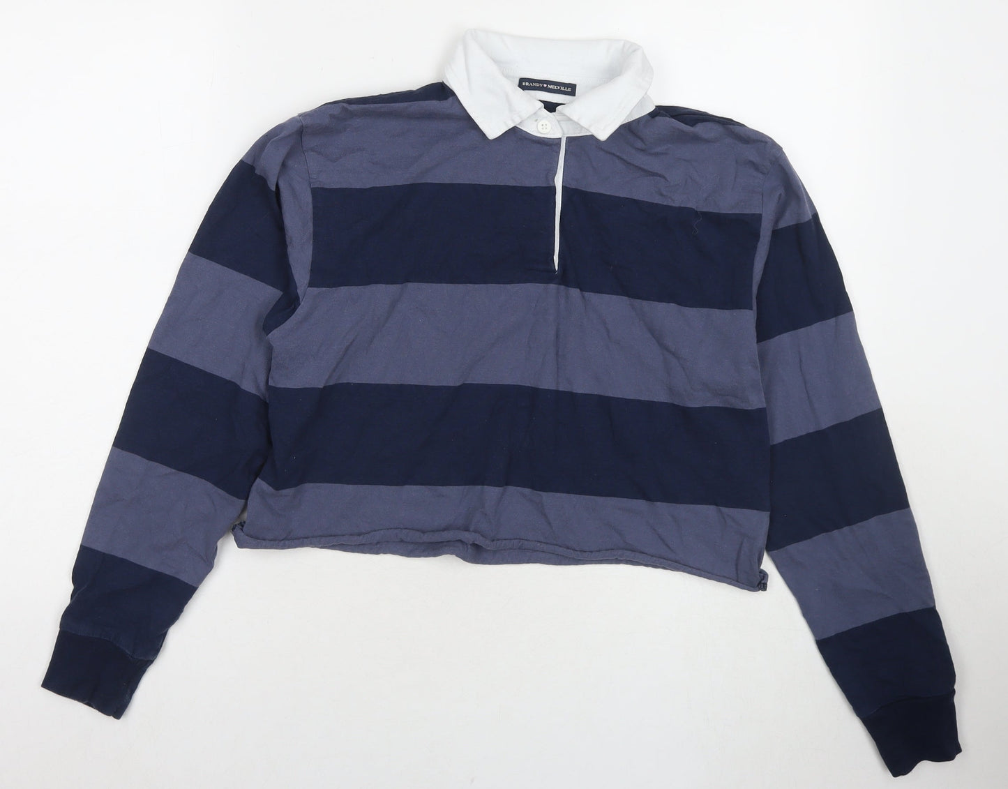 Womens UK Size M Brandy Melville Blue Cropped Polo