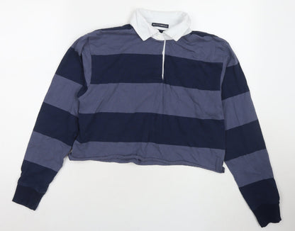 Womens UK Size M Brandy Melville Blue Cropped Polo
