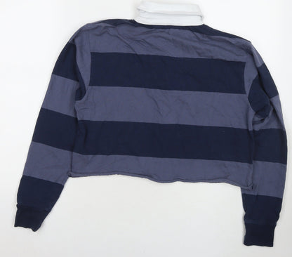 Womens UK Size M Brandy Melville Blue Cropped Polo