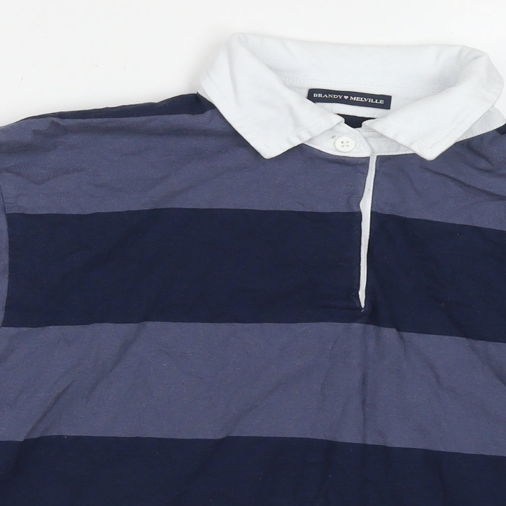 Womens UK Size M Brandy Melville Blue Cropped Polo