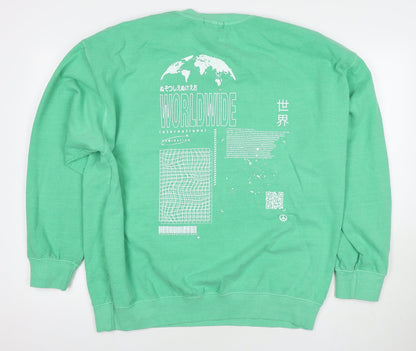PRETTYLITTLETHING Womens Green Cotton Pullover Sweatshirt Size M Pullover - Unisex Worldwide