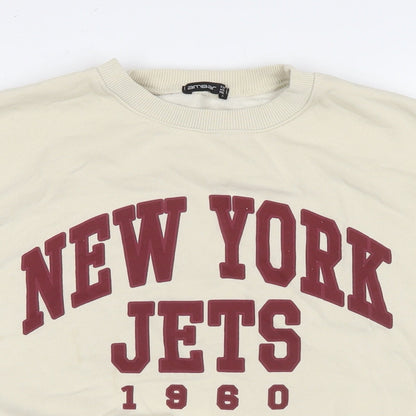 Amber Womens Beige Cotton Pullover Sweatshirt Size M Pullover - New York Jets