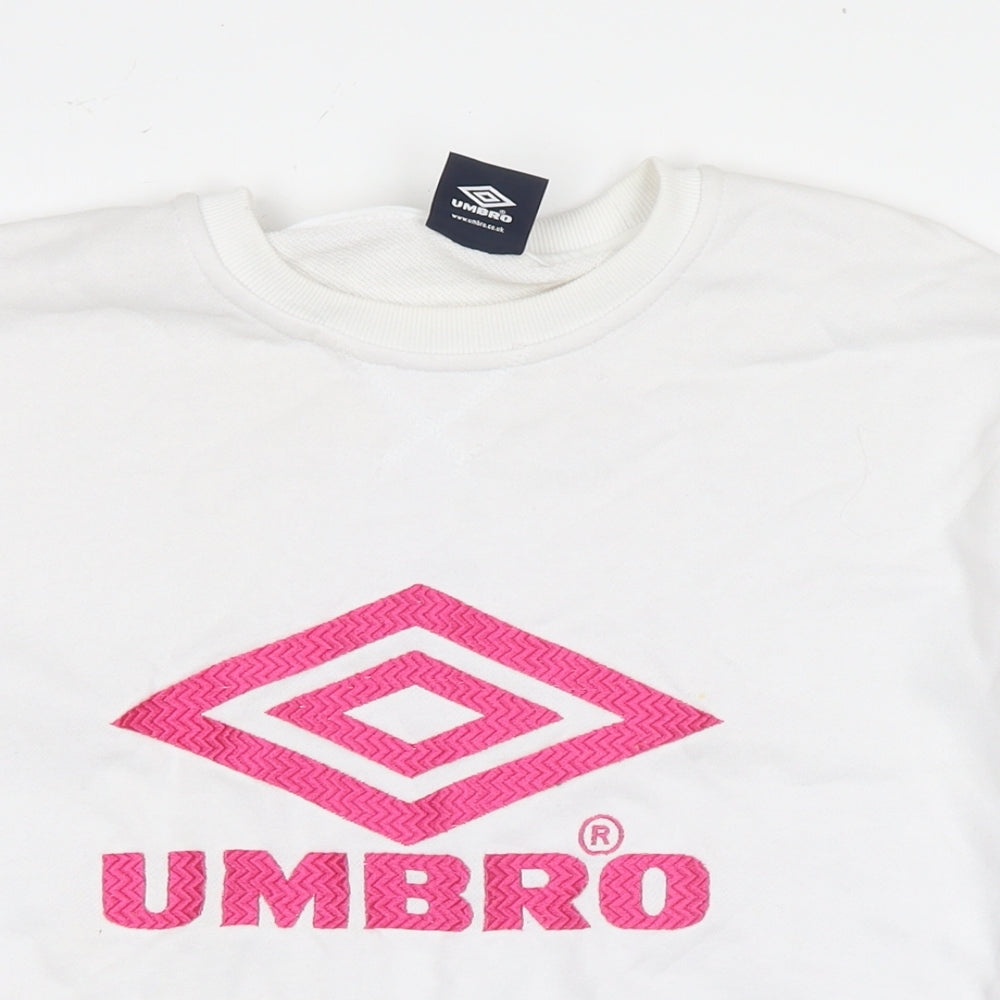 Umbro Womens White Cotton Pullover Sweatshirt Size L Pullover - Logo