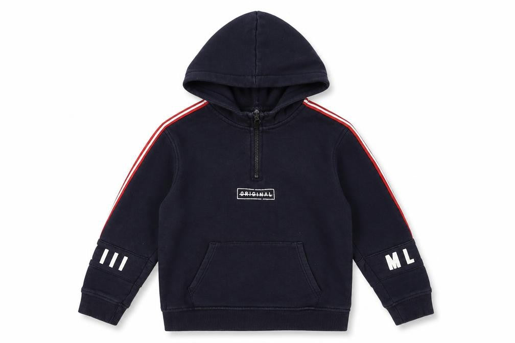 River Island Boys Blue Cotton Pullover Hoodie Size 5-6 Years Zip