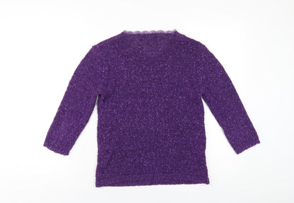 Autonomy Womens Purple Round Neck Polyester Pullover Jumper Size M