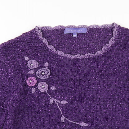 Autonomy Womens Purple Round Neck Polyester Pullover Jumper Size M