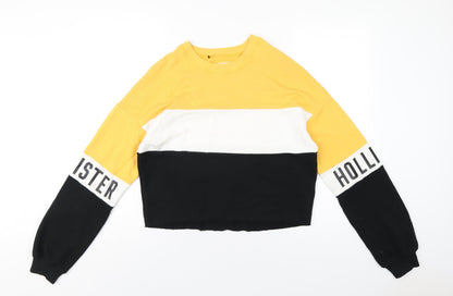 Hollister Womens Black Striped Cotton Pullover Sweatshirt Size XS Pullover