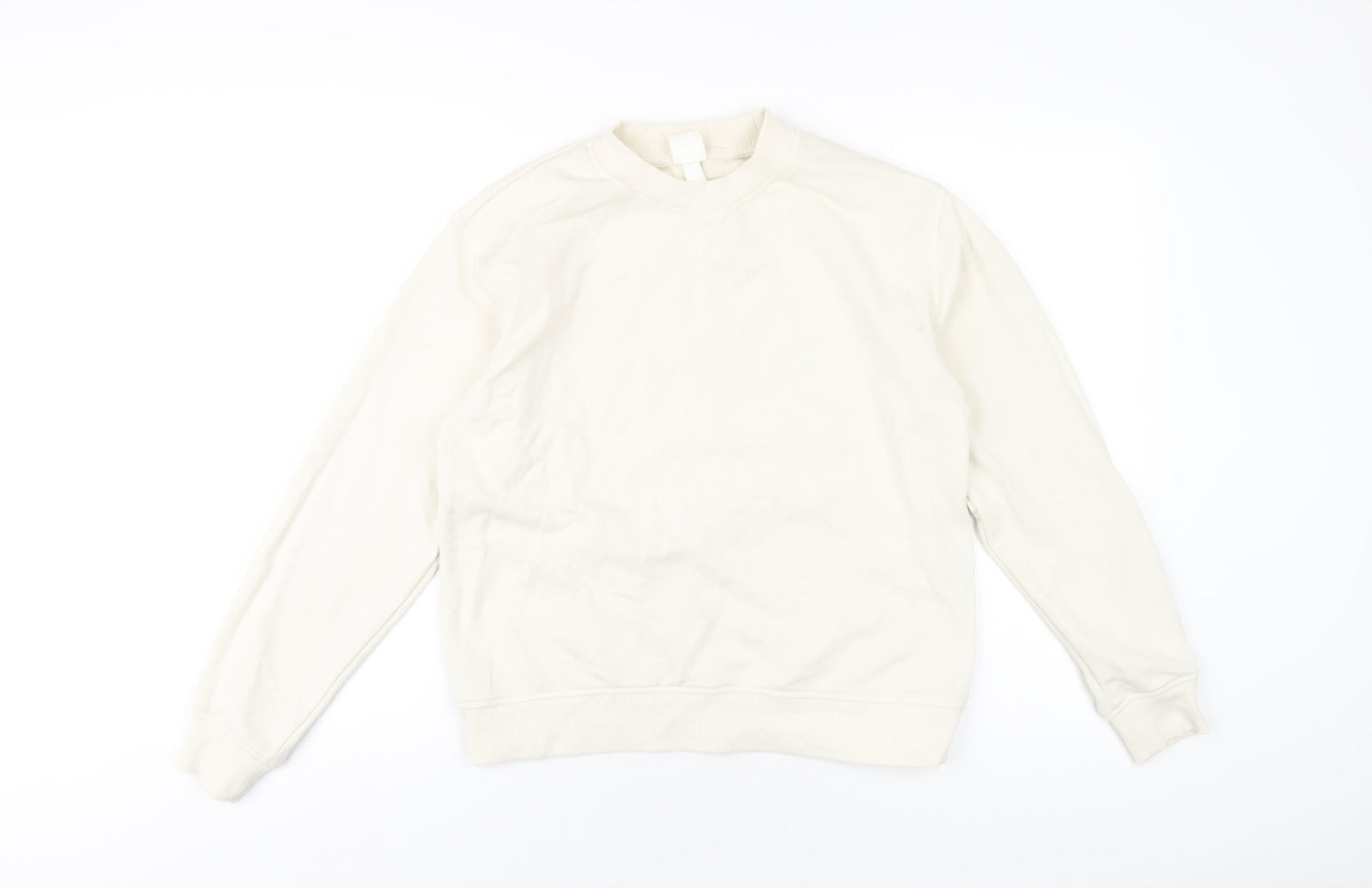 H&M Womens Ivory Cotton Pullover Sweatshirt Size S Pullover