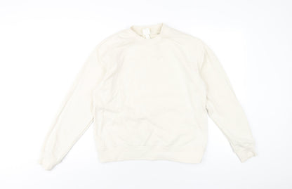 H&M Womens Ivory Cotton Pullover Sweatshirt Size S Pullover