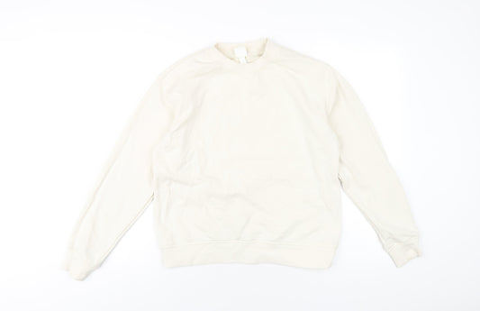 H&M Womens Ivory Cotton Pullover Sweatshirt Size S Pullover