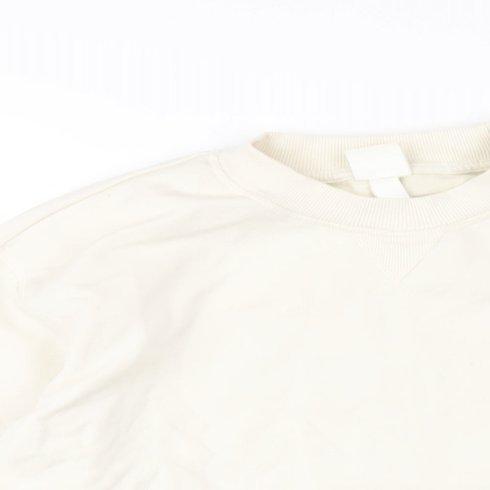 H&M Womens Ivory Cotton Pullover Sweatshirt Size S Pullover