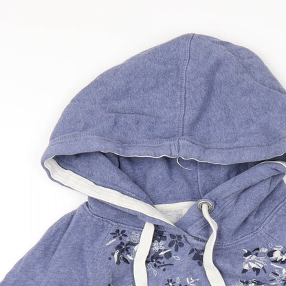 H&M Womens Blue Floral Cotton Pullover Hoodie Size M Pullover