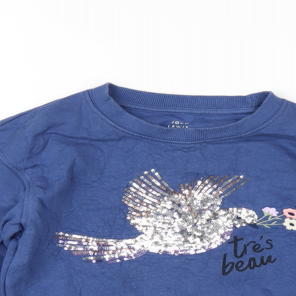 John Lewis Girls Blue Cotton Pullover Sweatshirt Size 8 Years Pullover