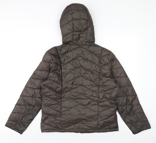 Principles Womens Brown Quilted Coat Size 12 Zip