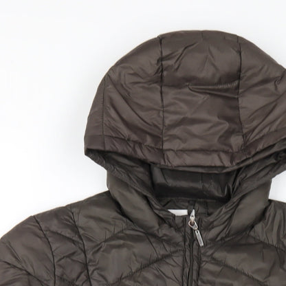 Principles Womens Brown Quilted Coat Size 12 Zip