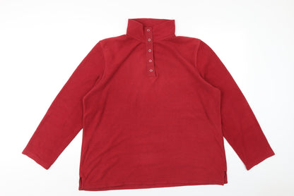 Cotton Traders Womens Red Polyester Pullover Sweatshirt Size 16 Snap