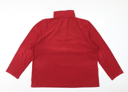 Cotton Traders Womens Red Polyester Pullover Sweatshirt Size 16 Snap
