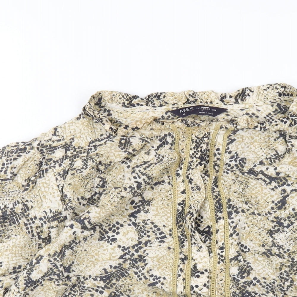 Womens UK Size 10 Marks and Spencer Beige Basic Blouse