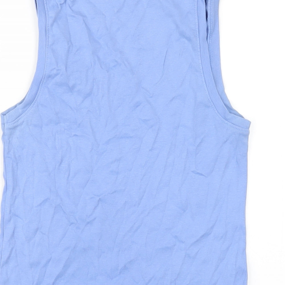 John Lewis Womens Blue Cotton Basic Tank Size 12 Scoop Neck