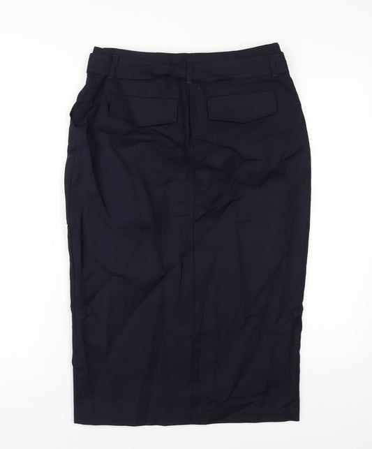 Autograph Womens Blue Cotton Straight & Pencil Skirt Size 12 Zip