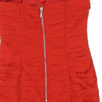 H&M Womens Orange Polyester Mini Size 10 Sweetheart Zip