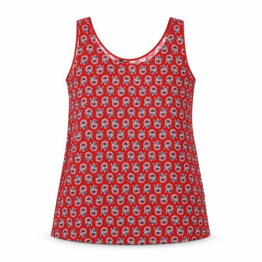Marks & Spencer Womens Red Geometric Polyester Basic Tank Size 12 Scoop Neck