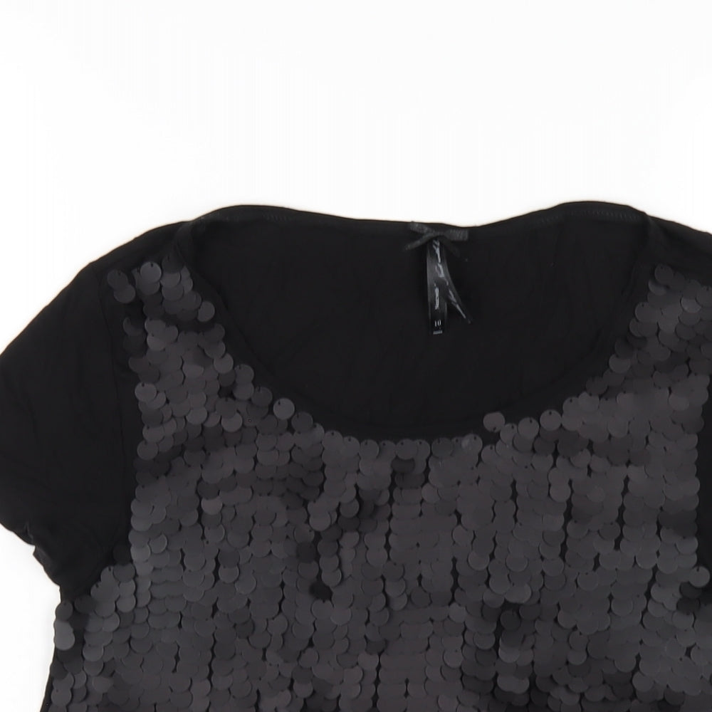 Womens UK Size 10 NEXT Black Basic T-Shirt
