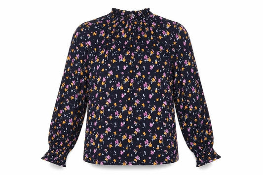 Marks & Spencer Womens Blue Floral Viscose Basic T-Shirt Size 10 Round Neck