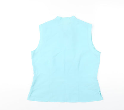 Lakeland Womens Blue Polyester Basic Blouse Size 12 Round Neck