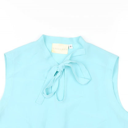 Lakeland Womens Blue Polyester Basic Blouse Size 12 Round Neck