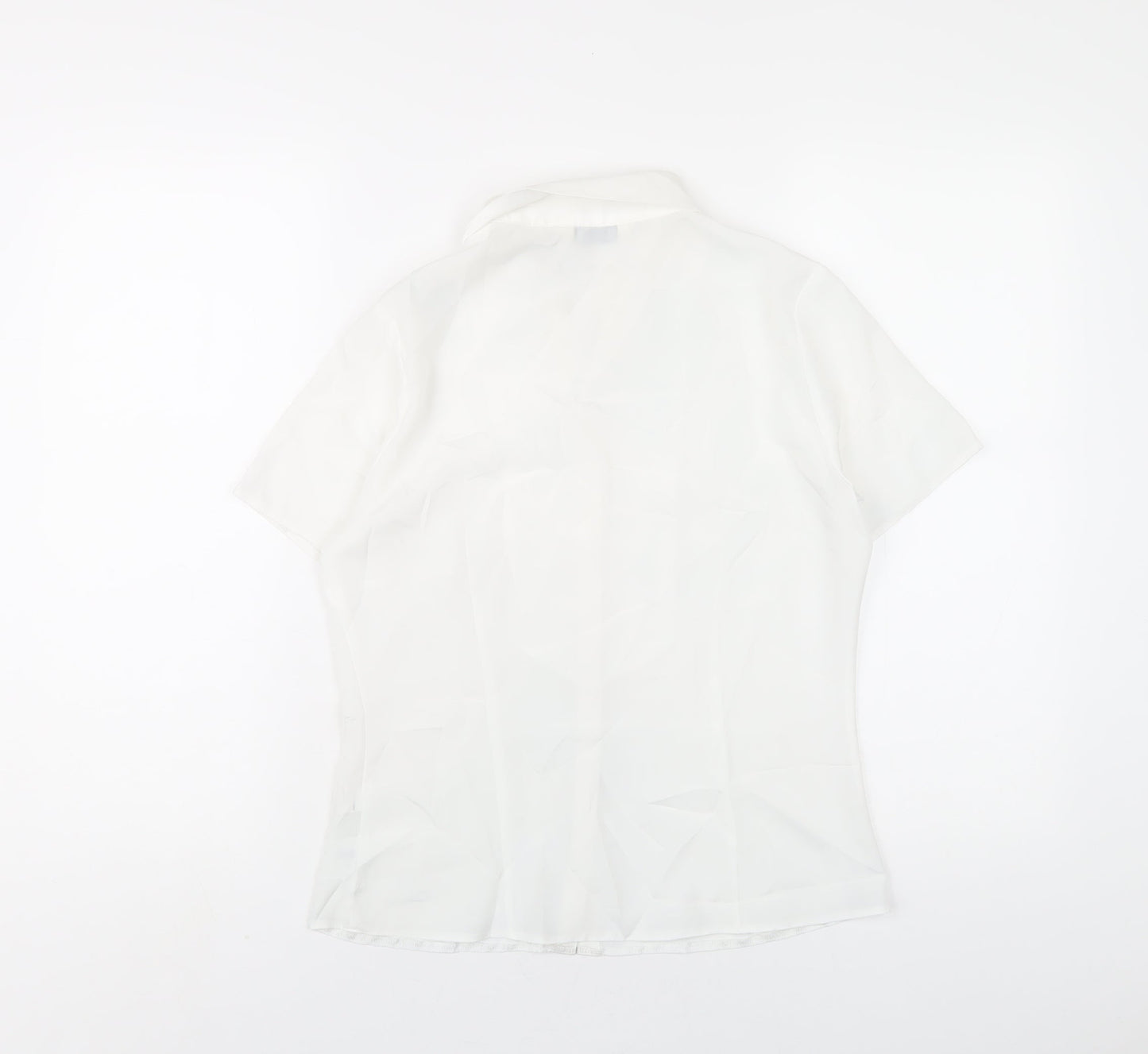 Classics Womens White Polyester Basic Button-Up Size 8 Collared