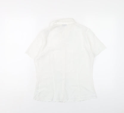 Classics Womens White Polyester Basic Button-Up Size 8 Collared
