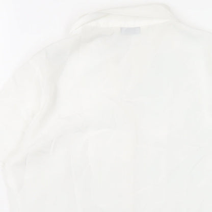 Classics Womens White Polyester Basic Button-Up Size 8 Collared