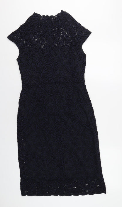 Phase Eight Womens Blue Polyamide A-Line Size 12 Round Neck Zip