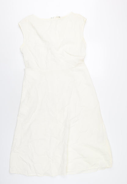Uniqlo Womens Ivory Cotton A-Line Size M Round Neck Zip