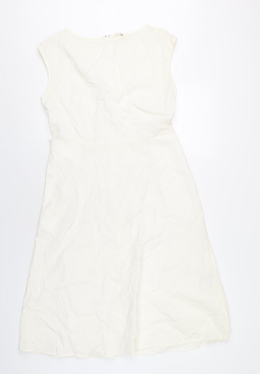 Uniqlo Womens Ivory Cotton A-Line Size M Round Neck Zip