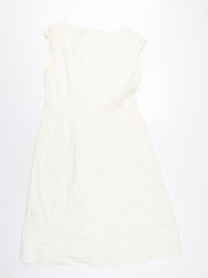 Uniqlo Womens Ivory Cotton A-Line Size M Round Neck Zip
