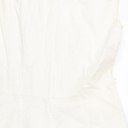 Uniqlo Womens Ivory Cotton A-Line Size M Round Neck Zip