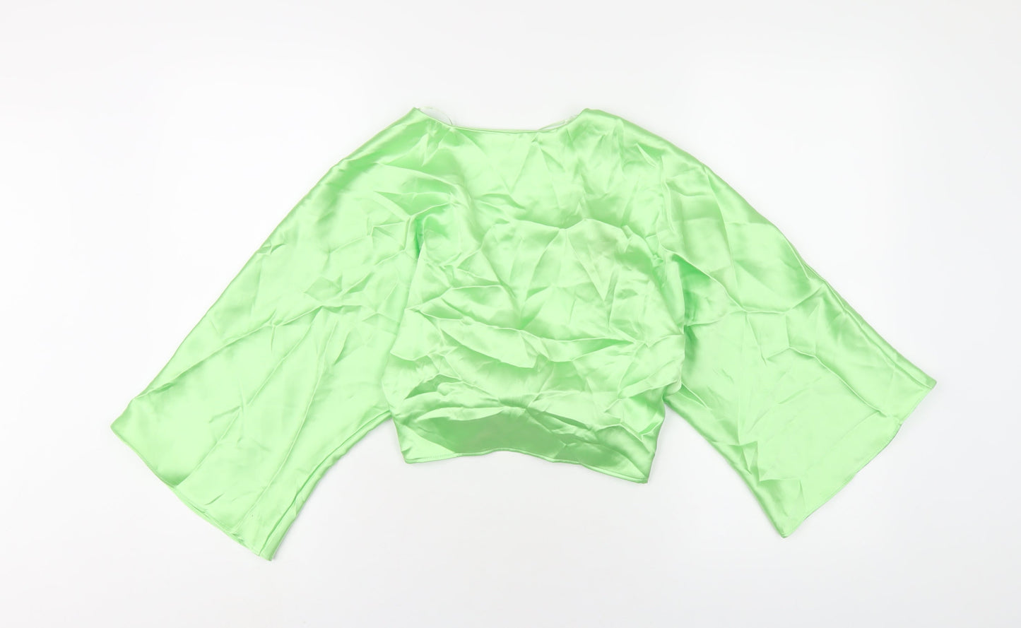Womens UK Size M Zara Green Cropped T-Shirt